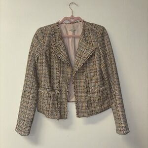 Loft Pink Tweed Jacket Blazer Women's Sz Sm 4 Coat VTG Classy 2026 Chic Iconic
